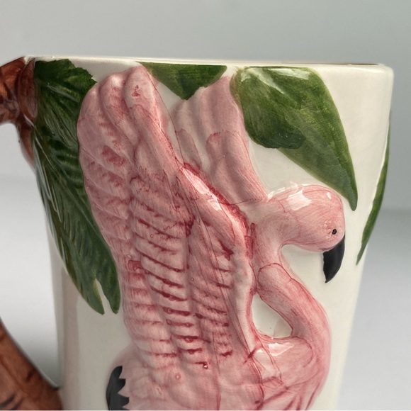 Vintage Flamingo Mug Embossed Pink White 1992 Ceramic says Florida Birds Nature - Picture 8 of 15